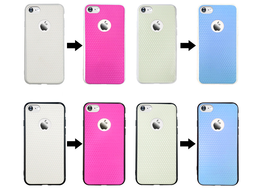 Color changing case for iPhone 7 Plus Light Green to Blue with white egde