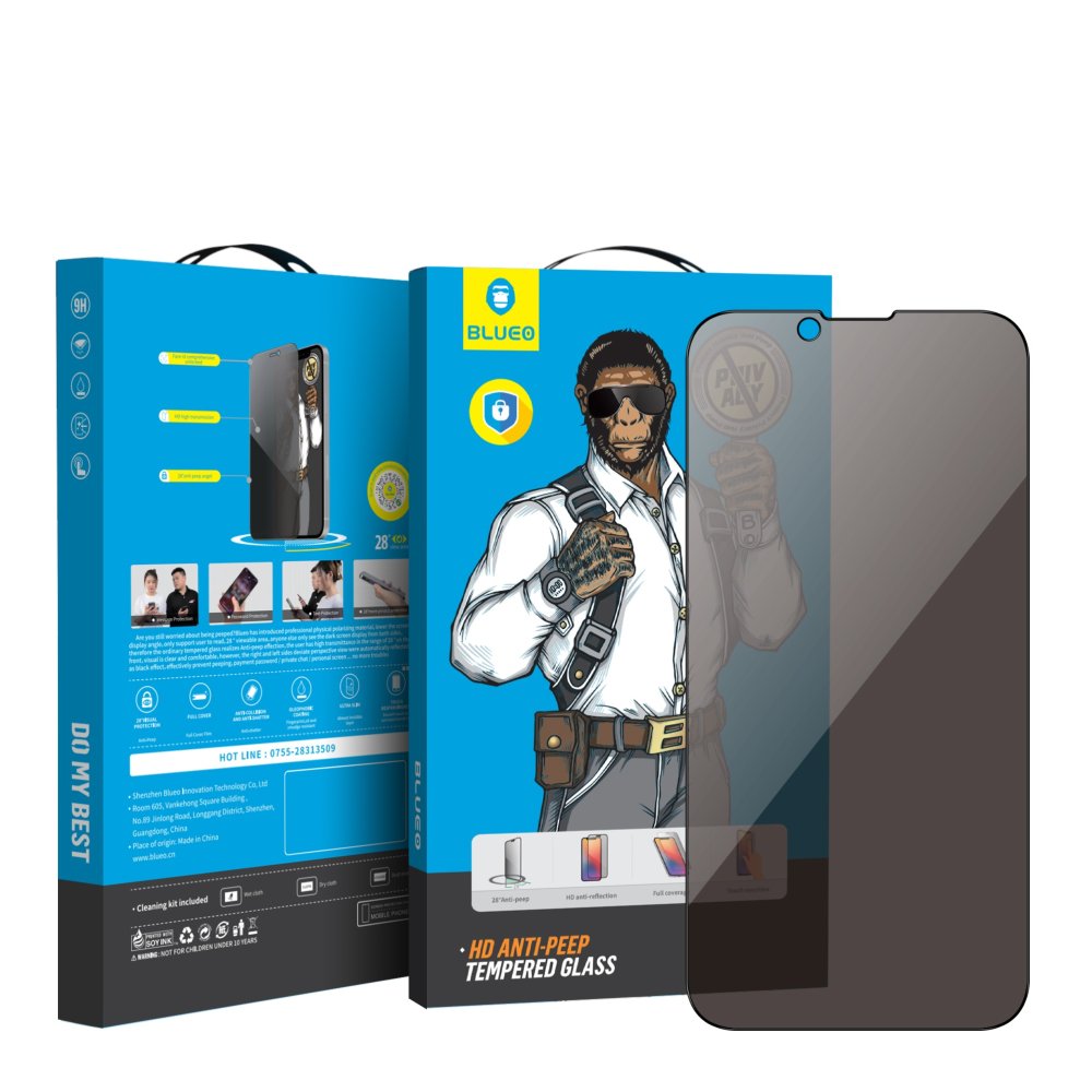 Blueo Full Cover Anti-Peep Glass for iPhone 15 Plus/16 Plus
