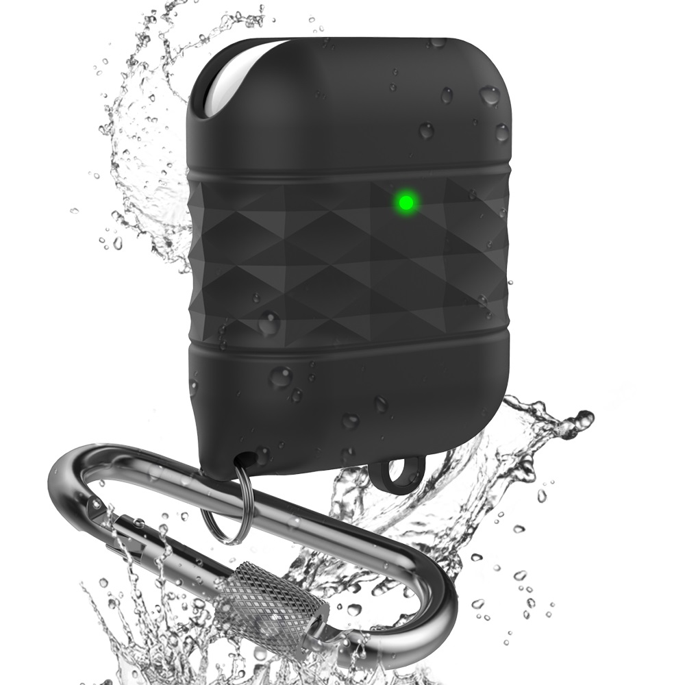 AhaStyle Water Resistant Silicone Case for Airpods 1/2 Black
