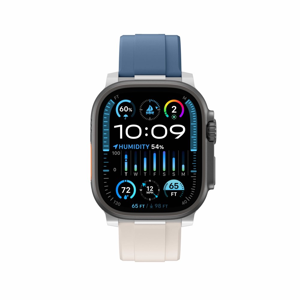 AmazingThing Chrono Band for Apple Watch 42/44/45/46/49 mm Starlight White/Serenity Blue